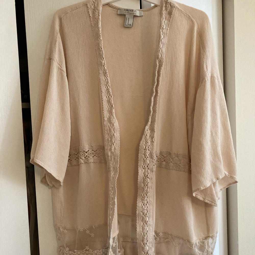 Blush pink embroidery edged kimono